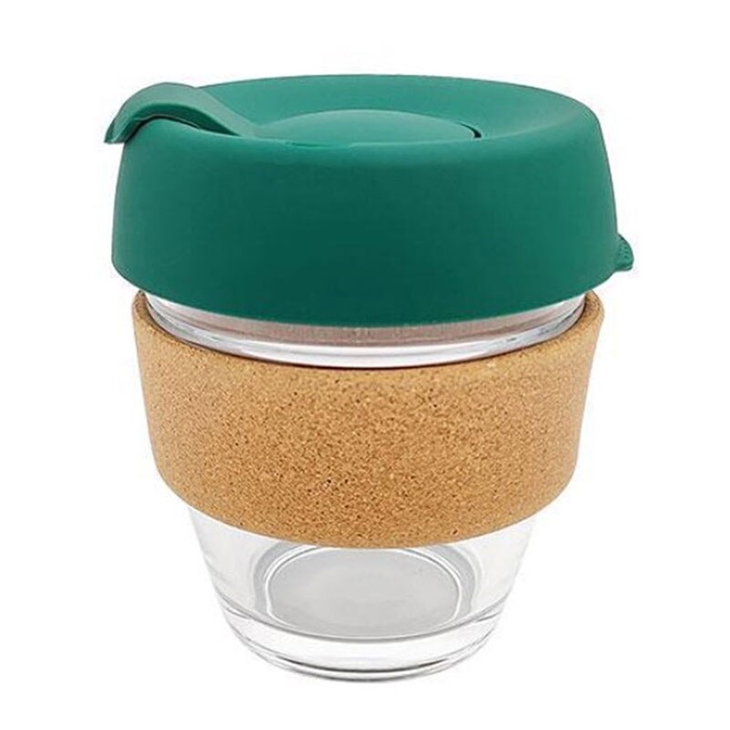 Reise glass krus kaffekopp varmebestandig glass kopp bil vann melk kopp isolasjon sklisikkert deksel glass sett 340ml: Grønn