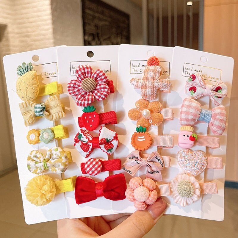 5 Teile/satz Nette Karikatur Baby Mädchen Haarnadeln Bogen Blume freundlicher Mini Haar Clips Barrettes freundlicher Haarnadeln Baby Haar Zubehör