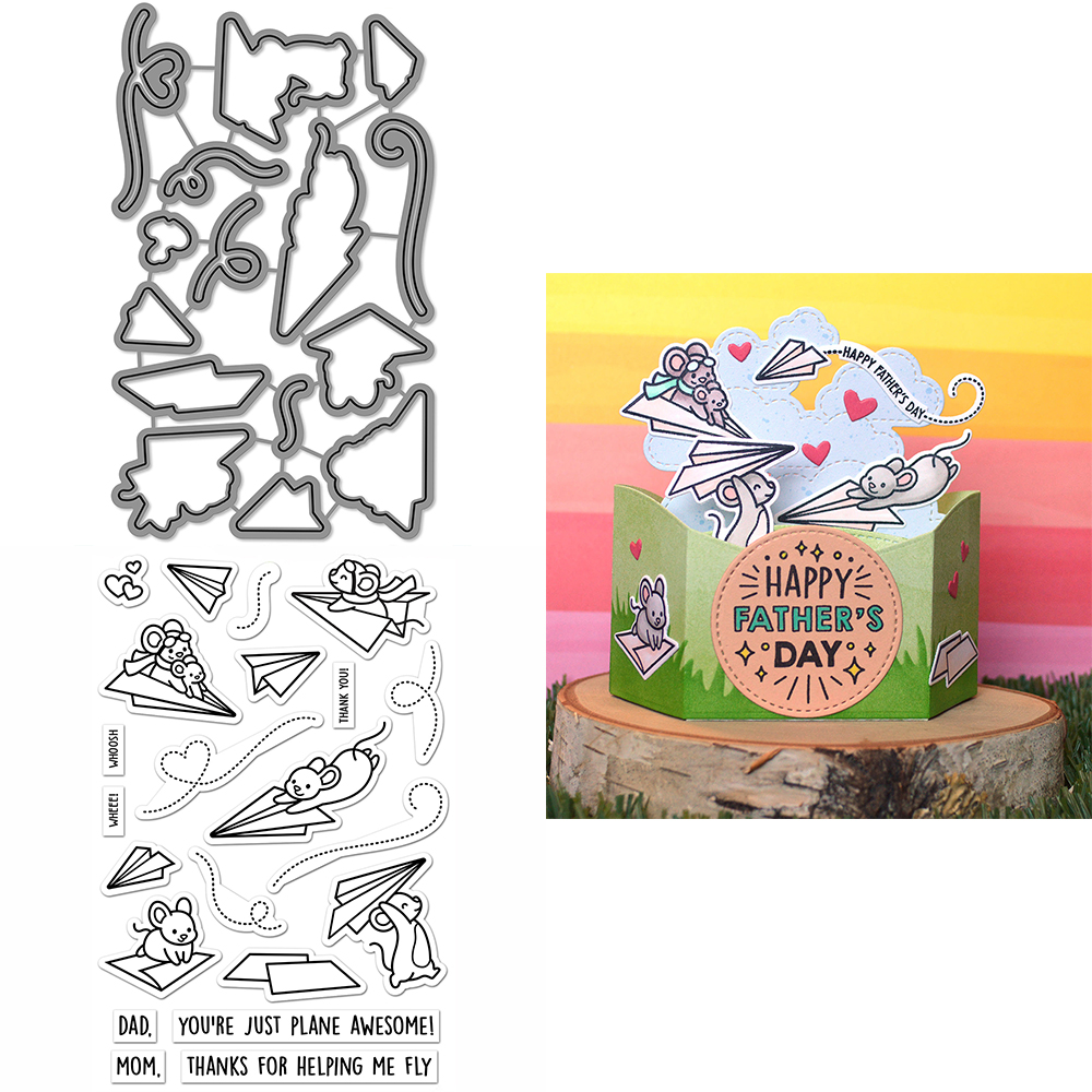 Critter Border Diglogue Cutting Dies Clear Stamps Happy Birthday Sentiments for DIY Scrapbooking Paper Cards Craft: S / Orange