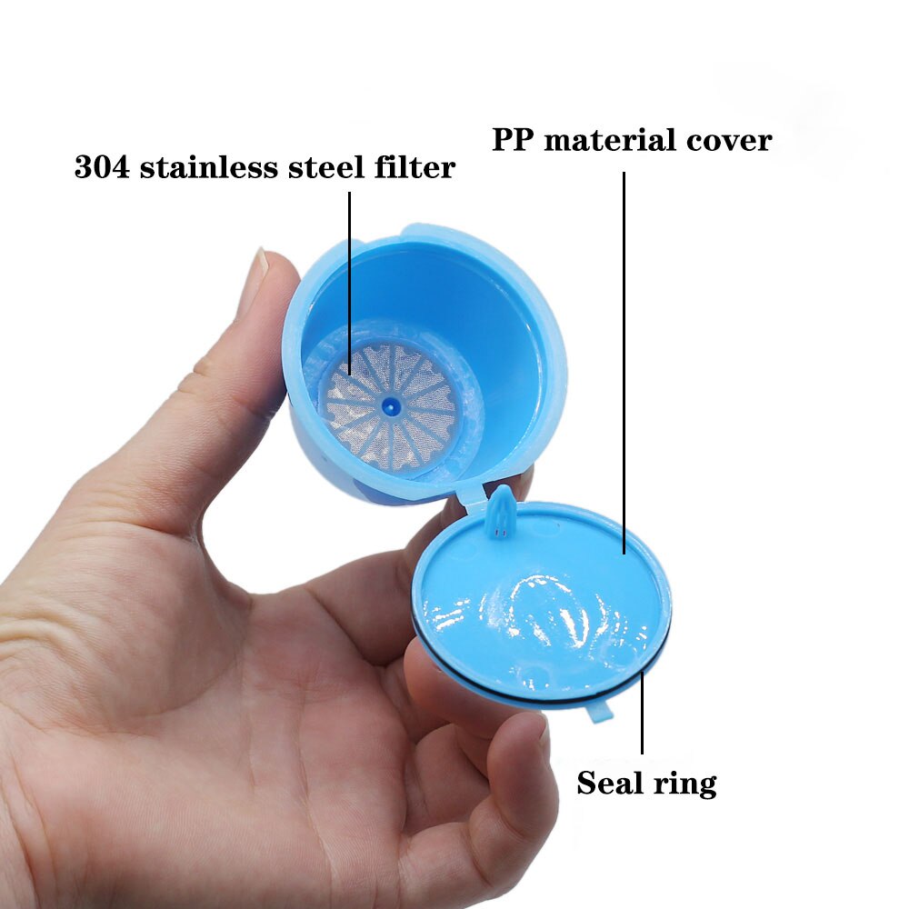 1/2/3pcs reusable coffee filter for Nescafe Dolce capsule filter cup with scoop brush cover，atible Genio Piccolo Esperta Mini Me