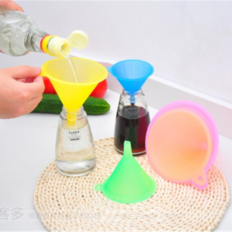 Embudo de plástico líquido para líquidos, juego de embudo para líquidos de cocina, gran variedad, pequeño, mediano y grande, 5 uds.