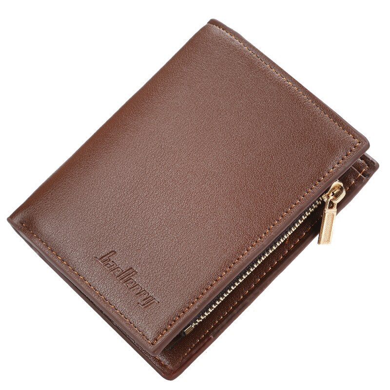 Genuine Leather Wallet Men Clip Cowhide Wallet Men Brand Coin Wallet Small Clutches Men's Purse Coin Pouch Short Men Wallet: D coffee