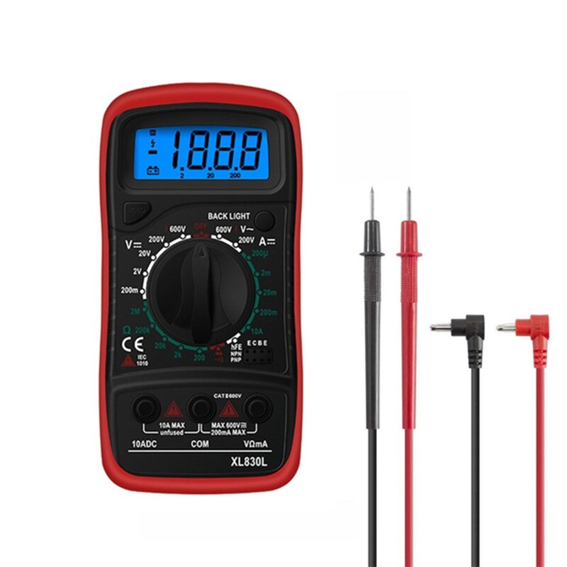 Digital Multimeter with Bracket AC DC Voltmeter Ohm Amp Test Meter Diode Transis