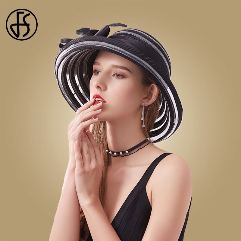 Fs sort bred skygge fedoras hatte kirkekasketter sommer kvinder hat stor blomst hvide solhatte foldbare