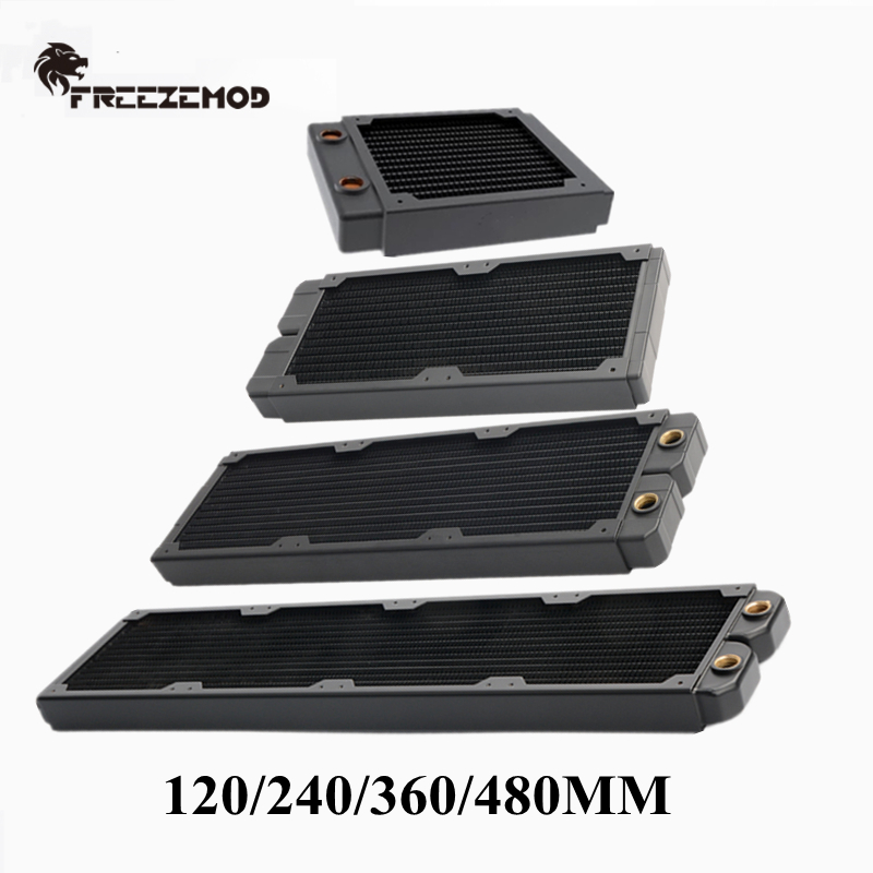 FREEZEMOD 27mm Thick Copper Single Row Radiator Computer Water Cooling Liquid Heat Exchanger For 12cm Fans 120/240/360/480MM