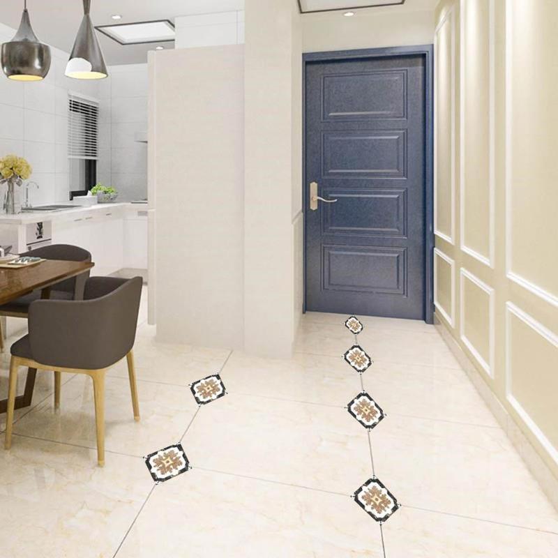 10pcs Adhesive Tiles Stickers Art Diagonal 3D Floor Sticker Vintage Pattern Art Decorative Accessories for Kitchen Bedroom