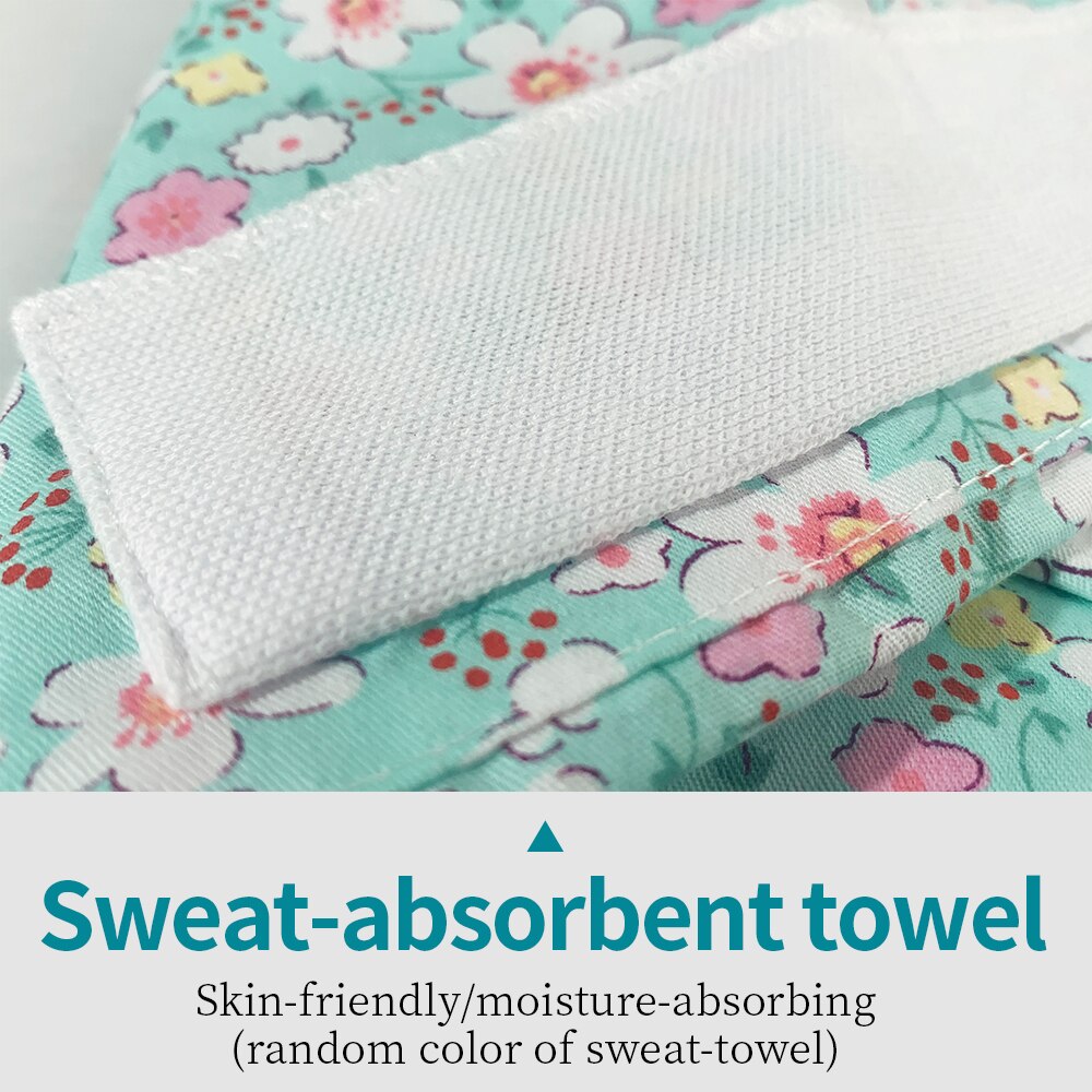 Cartoon bloemenprint matte hoed schoonheidsaccessoires werkmutsen 100%  katoenen ademende stofdichte matte hoed spa-mutsen