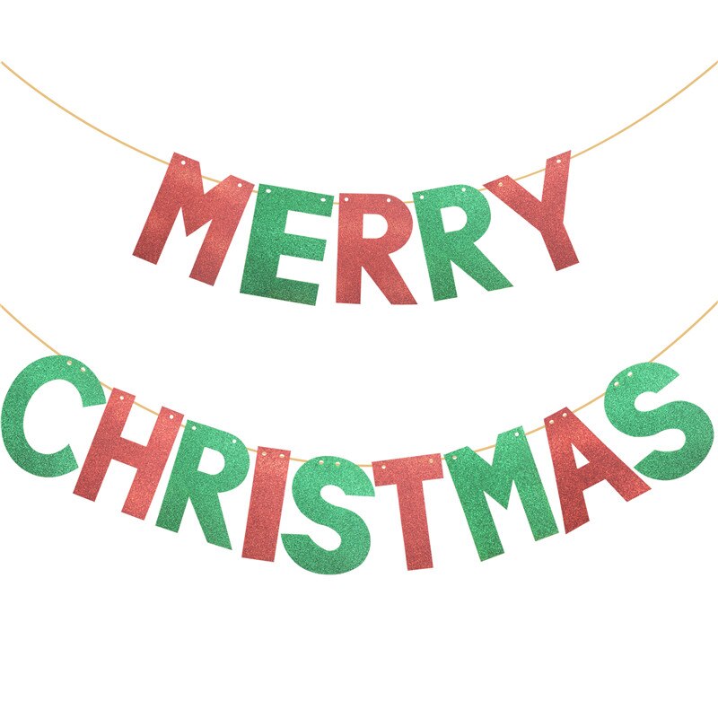 1set paper Merry Christmas Banner Party Bunting Garland Home Christmas Ornament Year's Eve Party Decoration Supplies: mixcolor