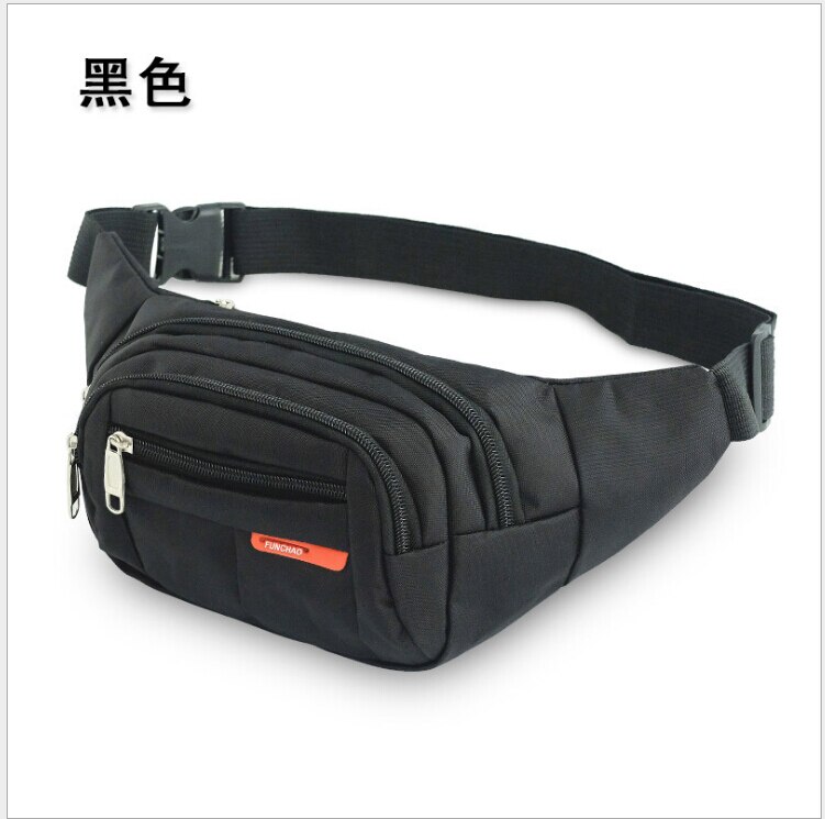 Nylon fanny pack for men kvinner hoftebelte veske veske veske lomme reise sport bum bryst midje veske vanntett: Svart