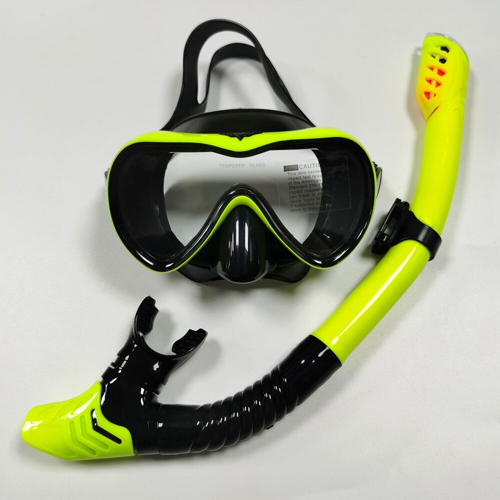 Scuba Diving Mask Silicone Mask Snorkel Anti-fog Wide Vision Snorkel Full Breath Tube Underwater Swimming Goggles: Yellow Black