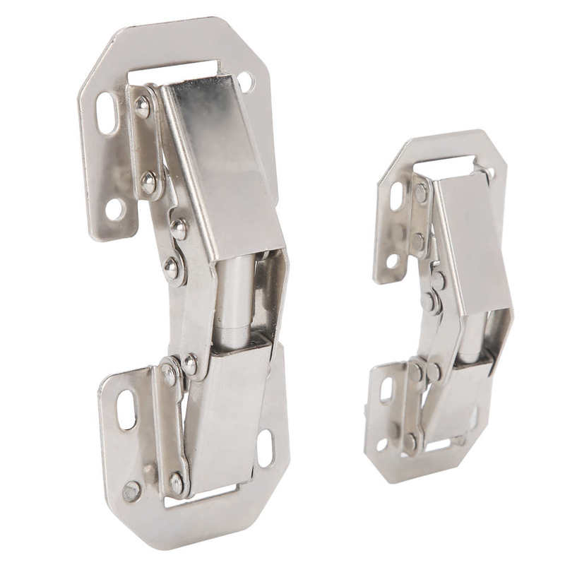 10Pcs Cabinet Hinges No-Drilling Hole Bridge Shaped Cupboard Door Hinges Soft Close Hinges Damper Buffer Furniture Hardware