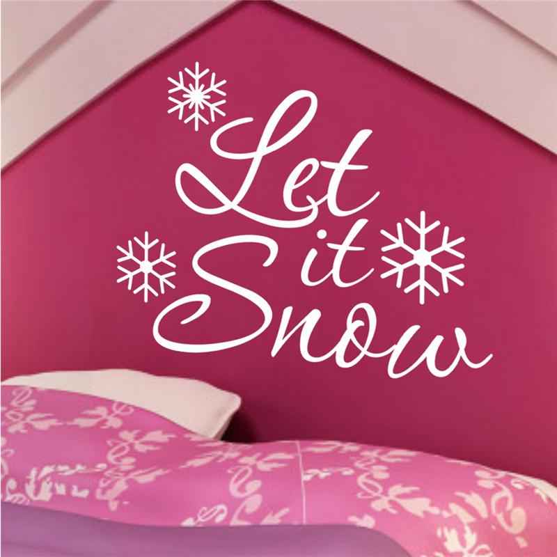 Laat Het Sneeuw Quotes Muursticker Voor Shop Bar Huis Glas Decoratie Thuis Sticker Witte Kerst Festival Seizoen Vinyl Muurschildering art