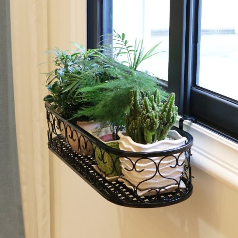 Hanging Rack Organizer Flower Pot Storage Basket Rack Closet Holders Balcony Rail Planter Shelf Fence Railing Flower Pots Holder