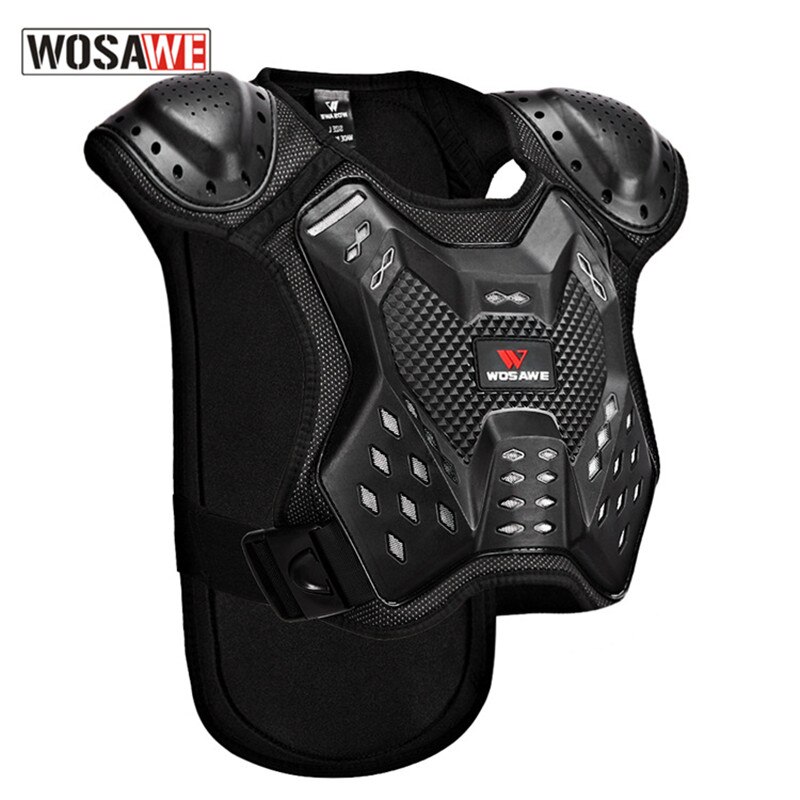 Wosawe 5-15 år gammel børne motorcykel panser bryst rygsøjle beskytter ryg bandage rulleski motorcykel kropsstøtte vest jakker