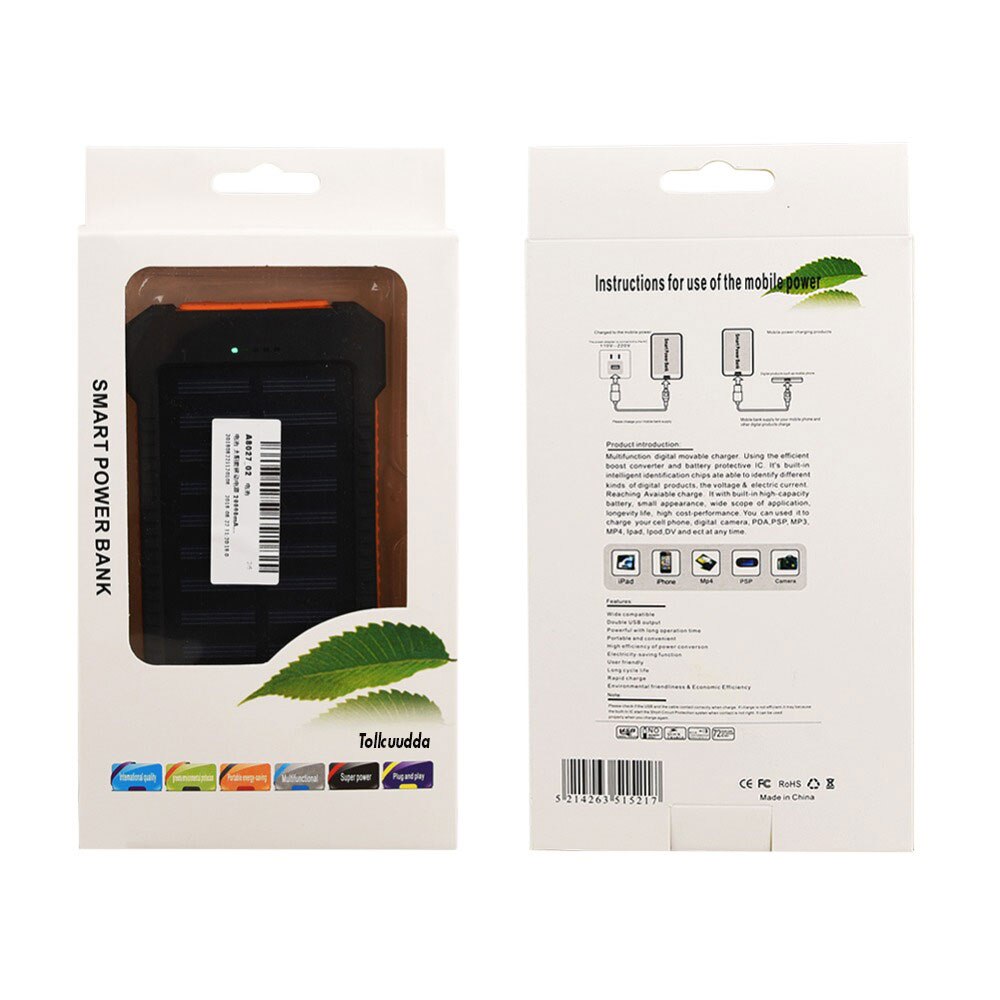 Banco de energía Solar portátil para XIAOMI 20000 mah, batería externa 20000 mAh, cargador de Banco de energía con dos puertos, cargador móvil para Iphone