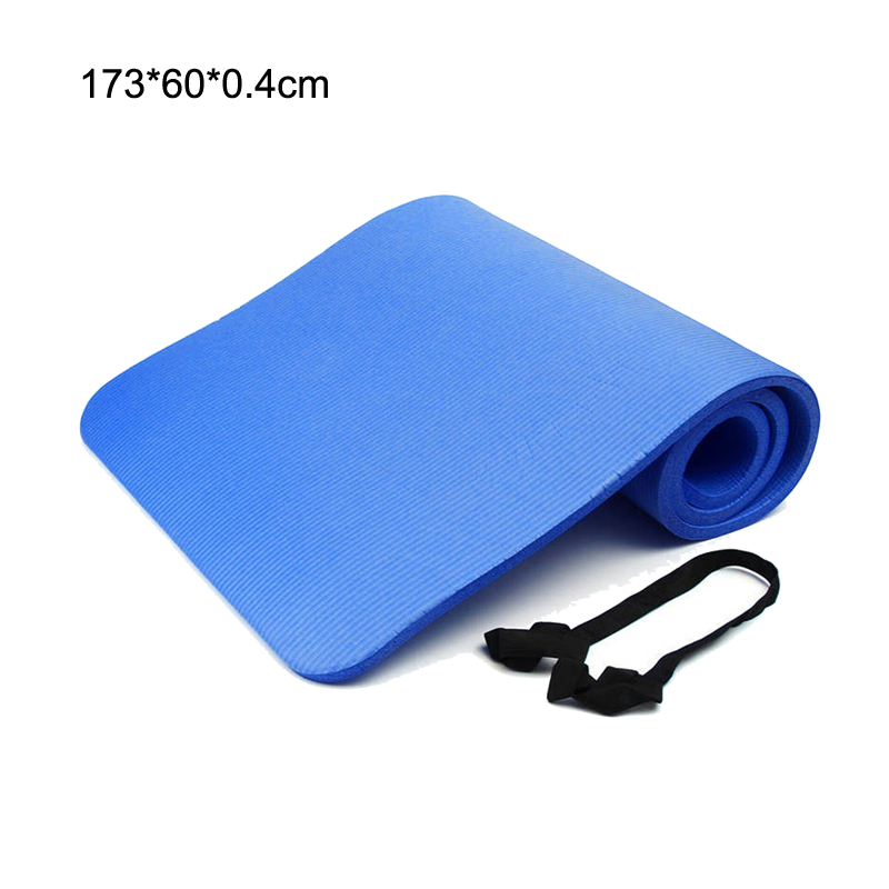 Halkfria yogamattor för fitness smaklös pilates picknick campingremmar gym fitness träningsdynor matta med bandage hotsale: Blå