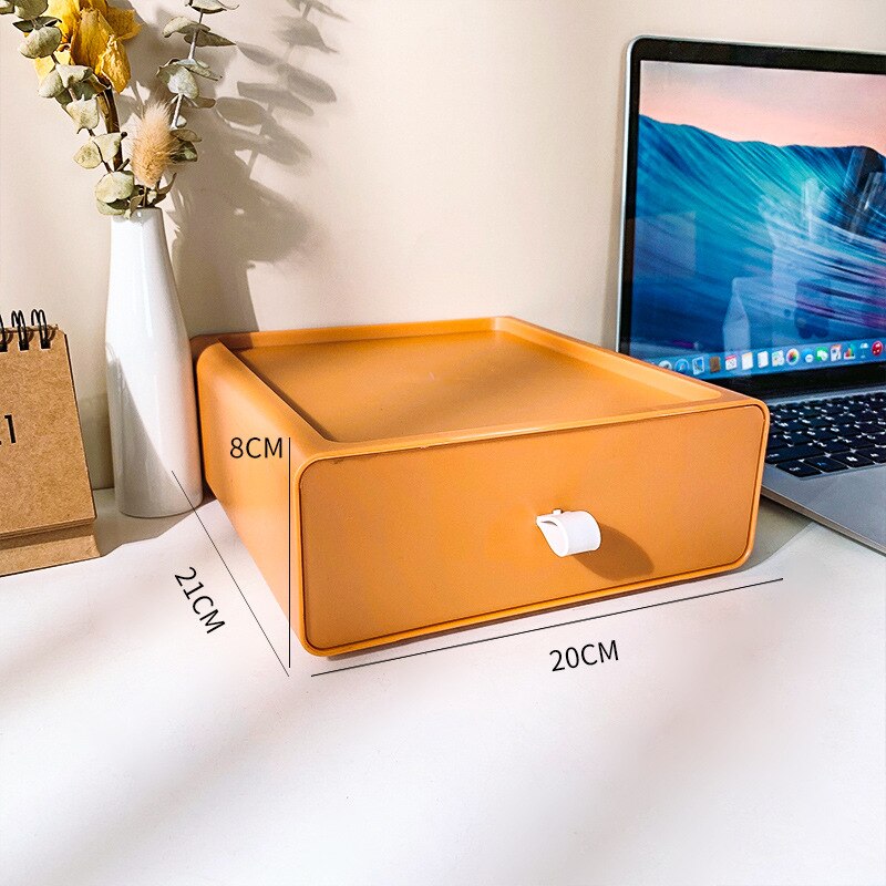 Morandi 4-Color Large Capacity Desk Pen Holder Pencil Makeup Storage Box Desktop Organizer Stand Locker School Office Stationery: Orange