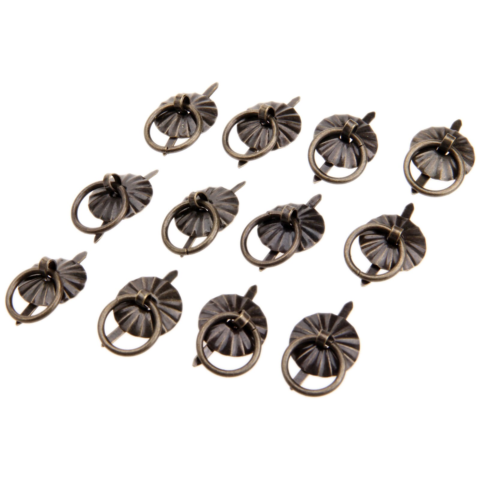 12 Pcs Furniture Handles Jewelry Chest Box Cabinet Cupboard Dresser Drawer Handle Pull Knob Ring