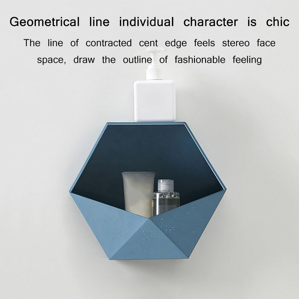 Scandinavische hexagon plank wandrek woonkamer aan de muur bevestigde geometrische ponsvrije wanddecoratie badkamer plank organizer