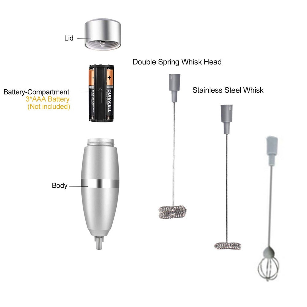 Espumador de leche eléctrico, espumante de bebida de café, batidora mexclador agitador de café, batidor de huevos para revolver mantequilla y leche