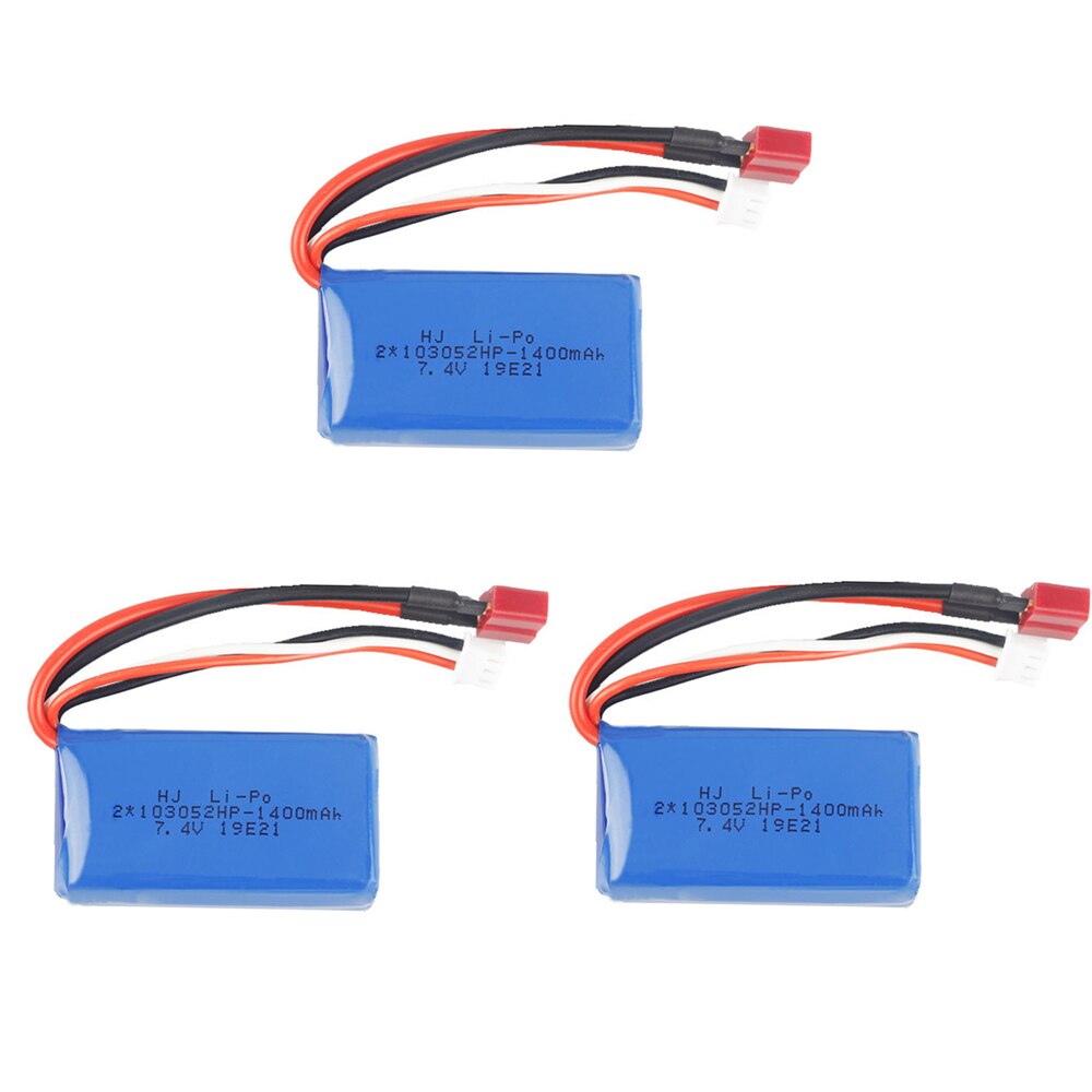 5Pcs 7.4 V 1400Mah Oplaadbare Lipo Batterij 25C 103052 Voor Wltoys A959-B A969-B A979-B K929-B Rc Auto Vrachtwagen onderdelen 2S 7.4 V: 3PCS