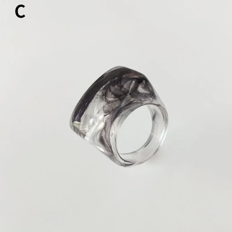 Bague créative en résine acrylique, Vintage, Simple, géométrique, carrée, pour femmes et hommes, bijoux: green