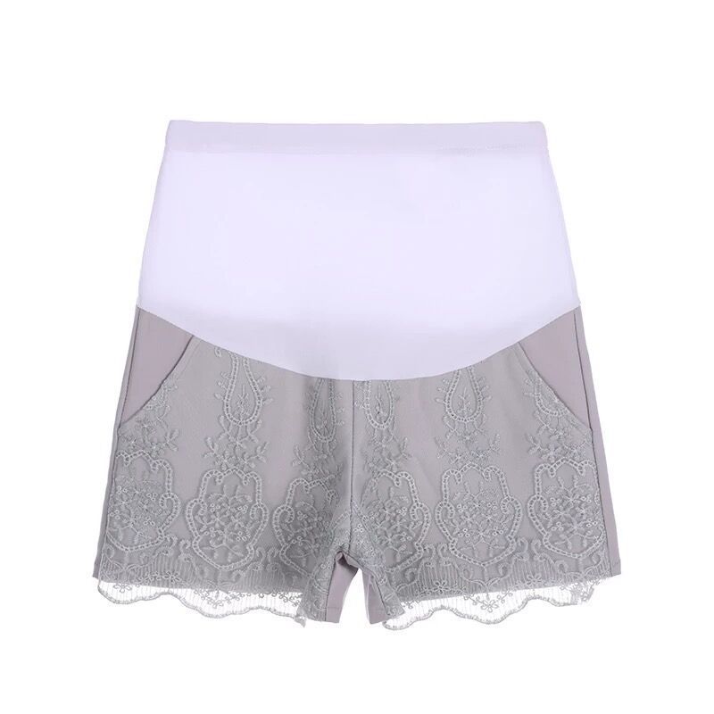 Short Denim pour femme enceinte en coton | Nouvelle d'été décontracté, couleur unie, en dentelle, vêtements de grossesse