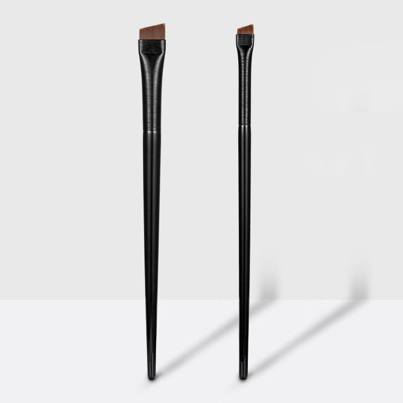 Cepillo de gusano de seda para nido, brocha fina de cabeza oblicua para cejas, Lápiz Delineador de ojos, cepillo de maquillaje portátil, pelo liso de fábrica: Negro