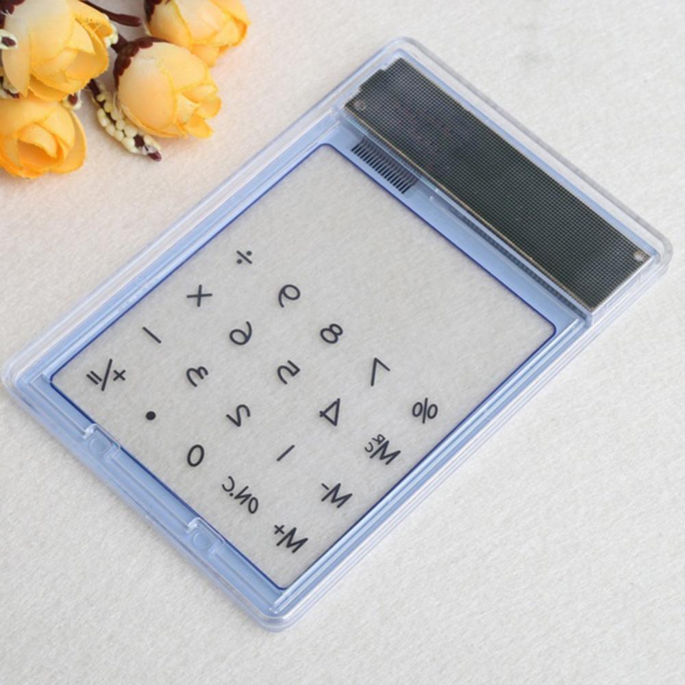 Mini Student Calculator Slim Solar Powered Mathematics Ultra Transparent LCD Touch Screen