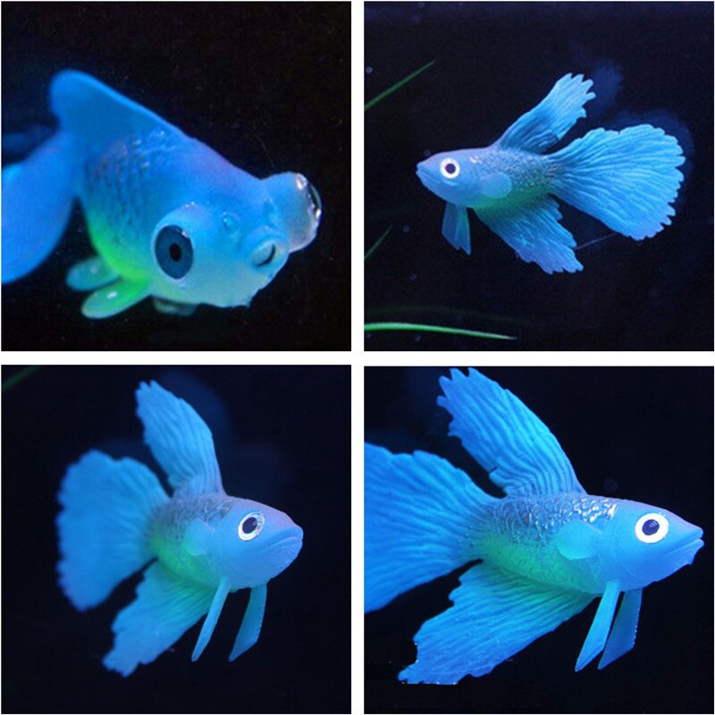 Aquarium Decoration Silicone Artificial Goldfish Floating Betta With Sucker Cup Fluorescent Fish Tank Ornament Landscaping