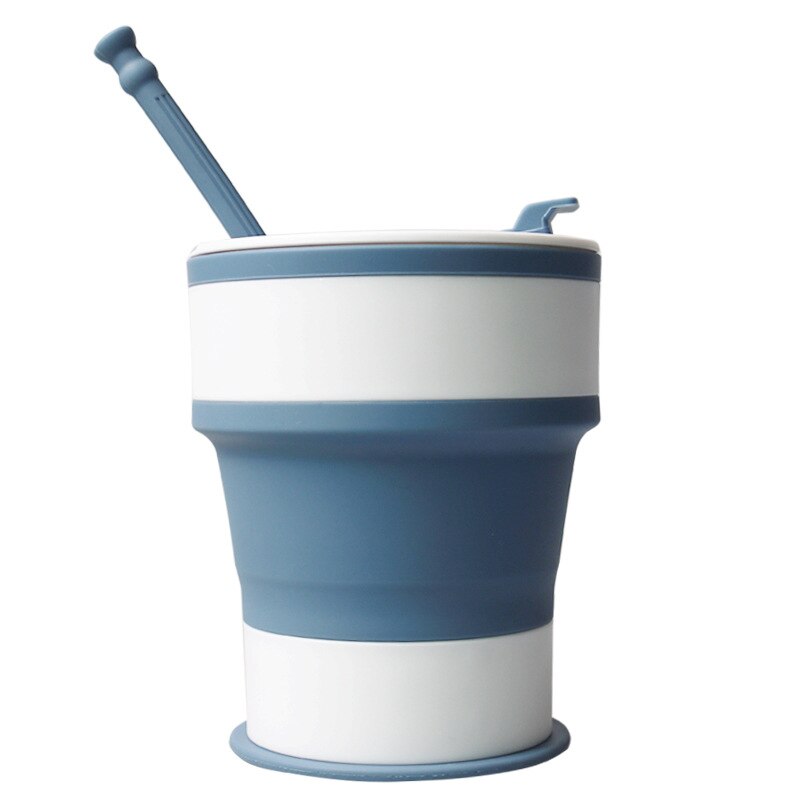 550ML Portatile Pieghevole in silicone a prova di Perdite Tazza per Lo sport di Viaggio per Il fitness tutto'aperto con Coperchi di Viaggio: Blu