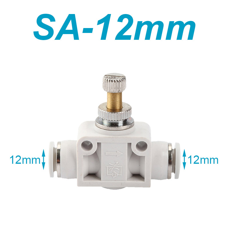 Pneumatic throttle valve SA-4/6/8/10/12mm Pneumatic Air Connector Fitting Control Valve OD Hose Plastic Push In: Brown