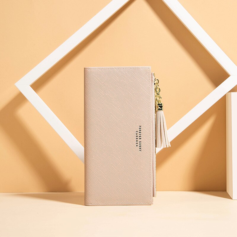 Kvast pung kvinder lang sød pung læder kvast kvinder punge lynlås portefeuille kvinde pung clutch cartera mujer