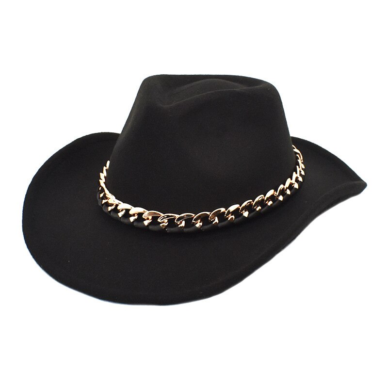 Lidafish Europese Amerikaanse Western Cowboy Hoed Vrouwen Mannen Wolvilt Jazz Hoed Outdoor Gentleman Sombrero Hombre Cap: Black