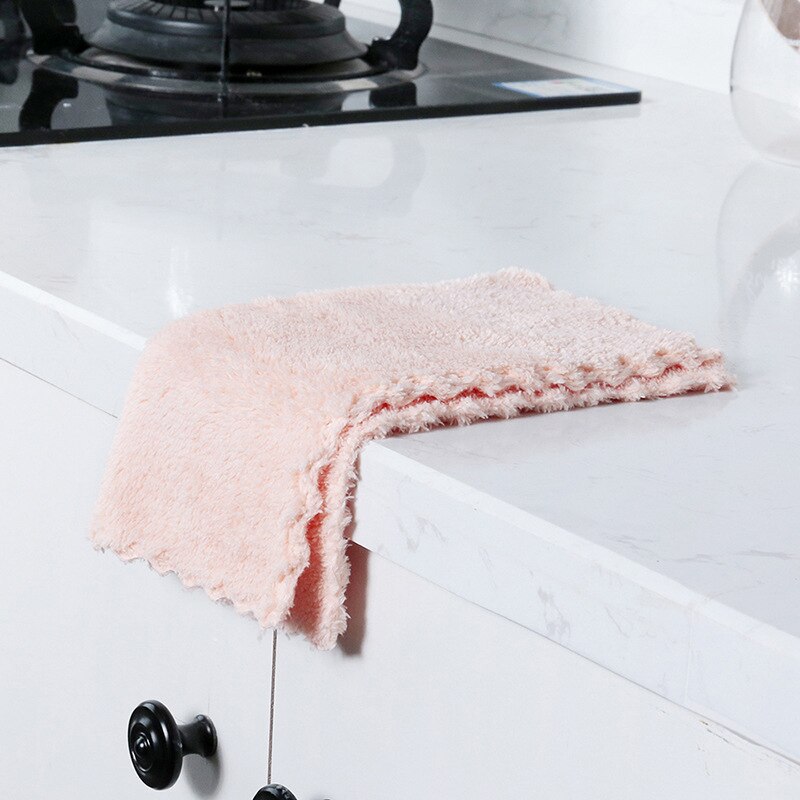 5pcs/set Household Kitchen Towels Absorbent Thicker Very Soft Microfiber Wipe Table Kitchen Towel Cleaning Dish Washing Cloth
