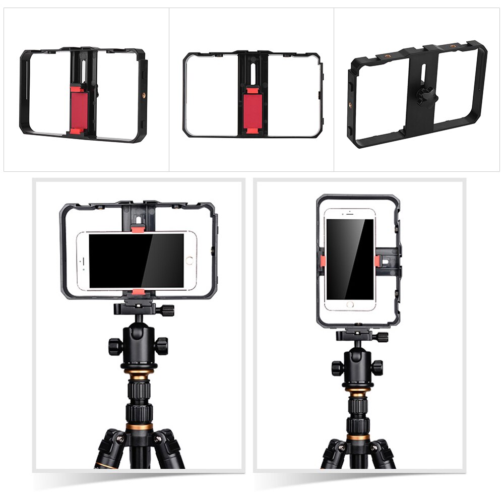 Andoer 2pcs Mini LED Video Light 5W Photography Fill-in Lamp 6500K Dimmable Handheld Smartphone Video Bracket Stabilizer Cage