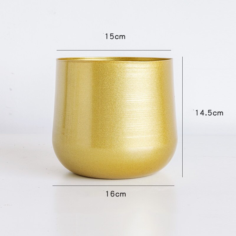 Golden Wrought Iron Flower Pot Nordic Style Metal Succulent Plants Courtyard Garden Flower Decoration: B