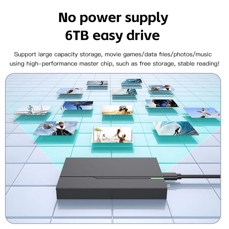 2,5-Zoll-Gehäuse für externe Festplatten, USB 3.0/3.1-Schnittstelle, unterstützt 6 TB, passend für 7 mm/9,5 mm SATA SSD/HDD für Laptop-PC