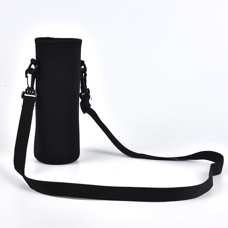 Neoprene Water Pouch Holder Shoulder Strap Black Bottle Carrier Insulat Bag 18/36/64oZ Water Bottle Carrier Insulated Cover Bag