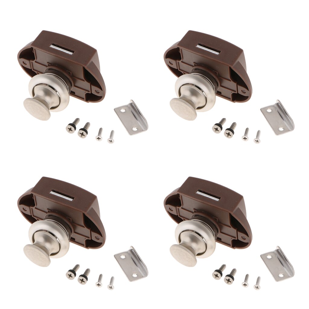 4 Paquete de y de botón cerradura mando pestillo de pulsión de gabinete Camper RV Motorhome de fácil instalación