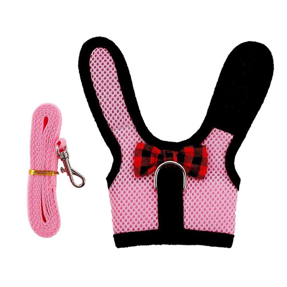 Arnés de chaleco para hámster de conejos con Leas, arnés de malla para el pecho con correa para conejitos de Indias, animales pequeños, accesorios para mascotas, S/M/L