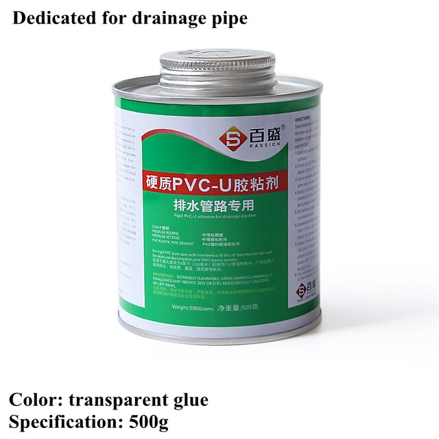 Pegamento de PVC para irrigación de jardín, Conector de tubería de drenaje, sellador, junta de tubo de agua de Acuario, adhesivo, estante DIY, 1 ud.: Drain Pipe 500g
