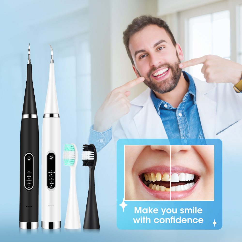 Détartreur dentaire sonique électrique, brosse à dents étanche, 8 pièces, têtes de brosse de remplacement, blanchiment des dents, Plaque dentaire, dissolvant de tartre, nettoyeur de dents