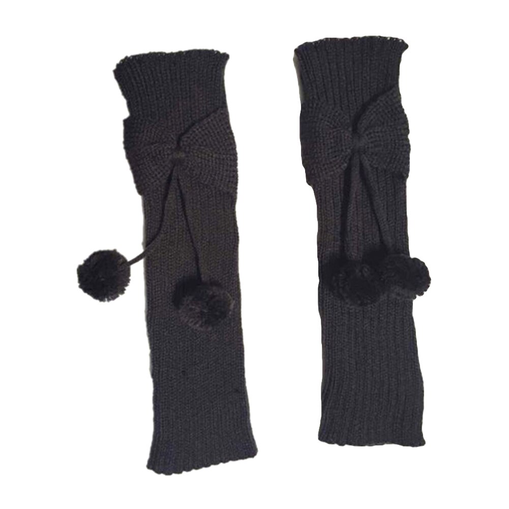 Calentadores de piernas de punto con pompón y lazo para niños y niñas, , calcetines, puños: Dark Gray