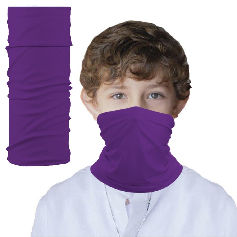 Multi Function Kids Scarf Snood Face Cover Neck Gaiter Bandana for Cycling Hiking Sport Outdoor, Washable and Reusable: purple