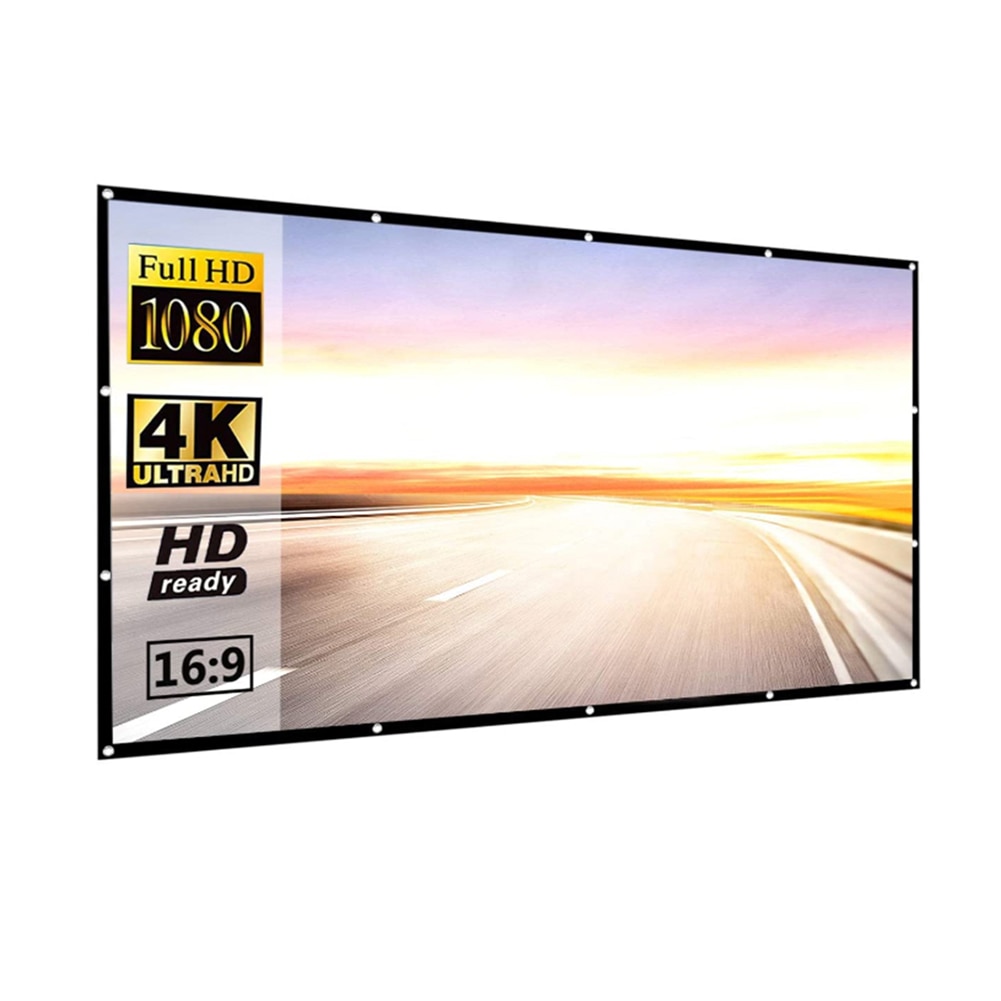 Led projektor-duk bärbar 72 84 100 tum 16:9 4k hd vikbar projektionsfilmduk resor hemmabio utomhus inomhus