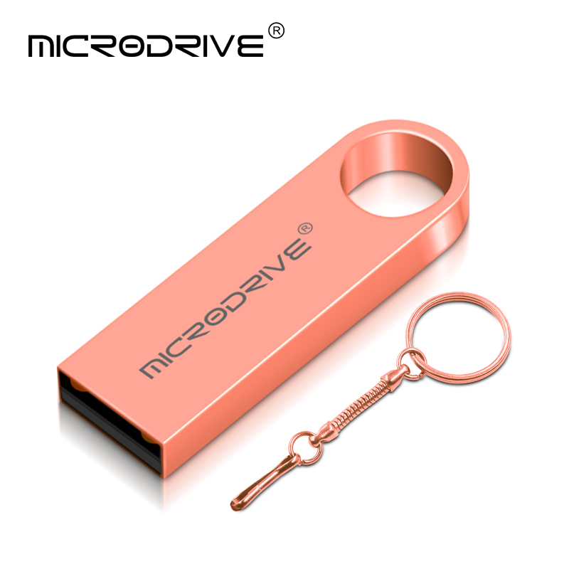 Metallo USB Flash Drive 64 gb pen Drive 16GB 8GB Pendrive 32gb Bastone di Memoria Flash 128gb impermeabile pen Drive disk usb per auto: 16GB / Colore rosa