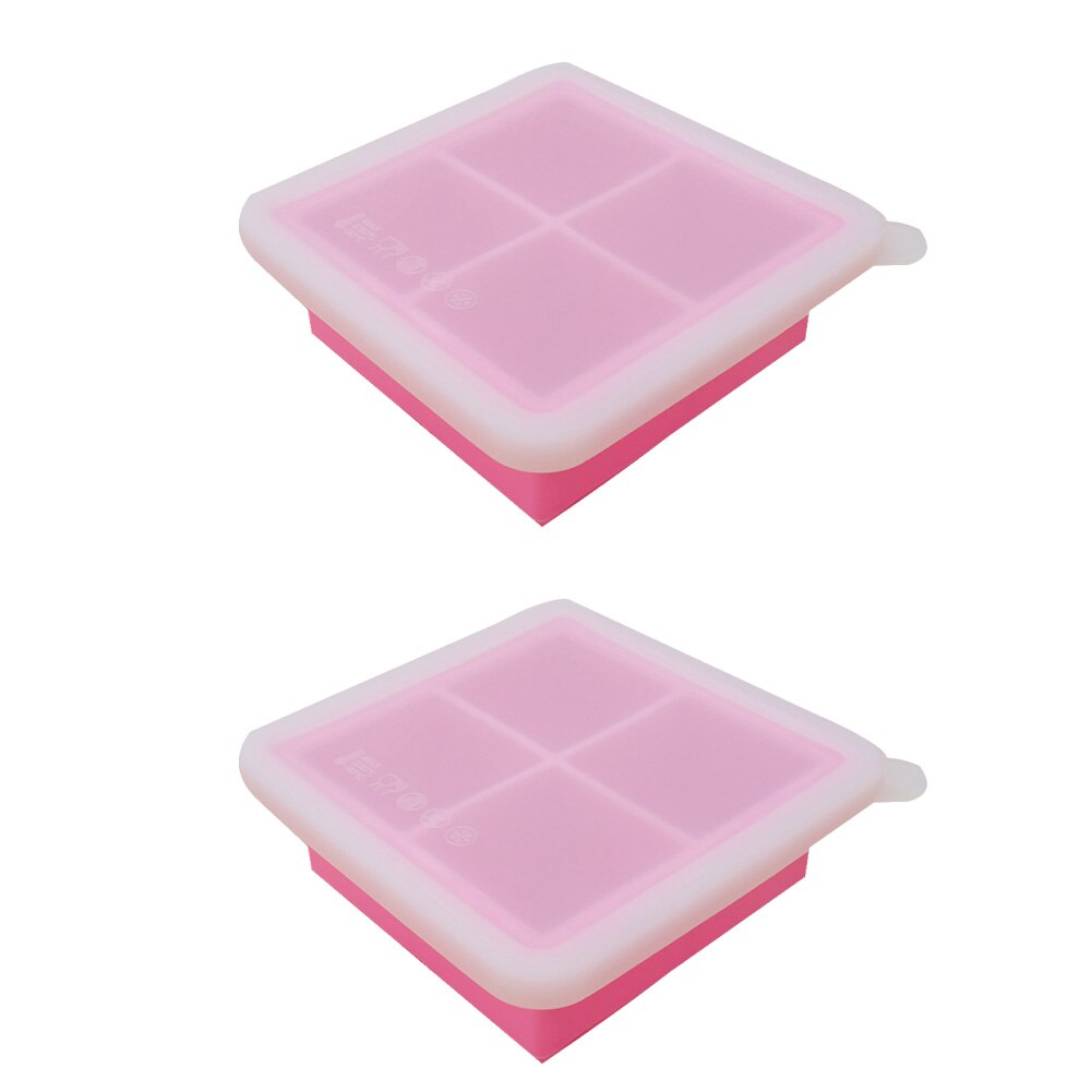 Bandeja con moldes para cubitos de hielo, utensilios reutilizables DIY para barra de cocina con tapa, gelatina, molde para congelador, 2 uds.: Rosa