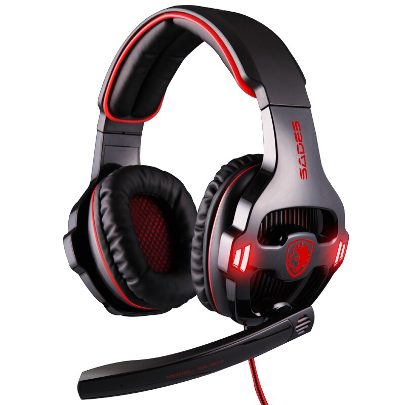 Sa903 Kopfhörer 7,1 USB PC Headset Tiefe Bass Gaming Kopfhörer Mit LED Mikrofon Für Spiele-Player: Red-Black