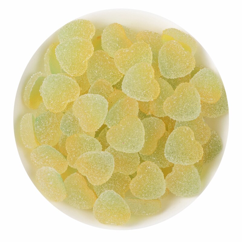 Hjärtformade berlocker för slime tillbehör leksaker godis fluffiga tillbehör lizun modellering lera diy kit slime leksak för barn: 10 st gult